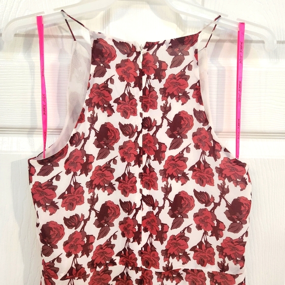 Betsey Johnson Floral High Low Dress With Red Roses On A White Dress Size 0 - Picture 13 of 14